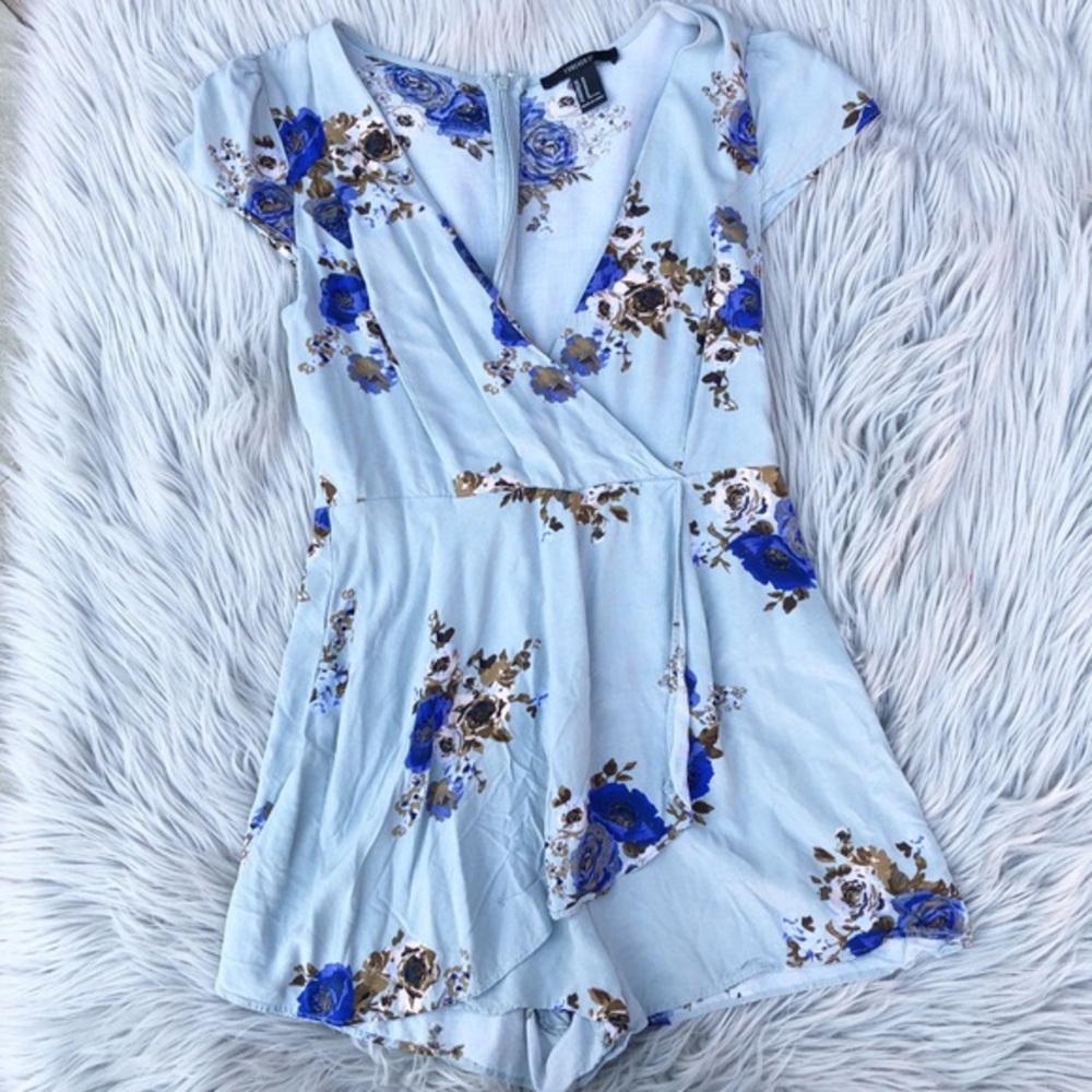 Blue floral romper